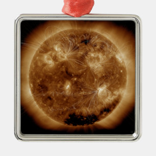 Magnetiskt fält linjer på Sol 2 Julgransprydnad Metall