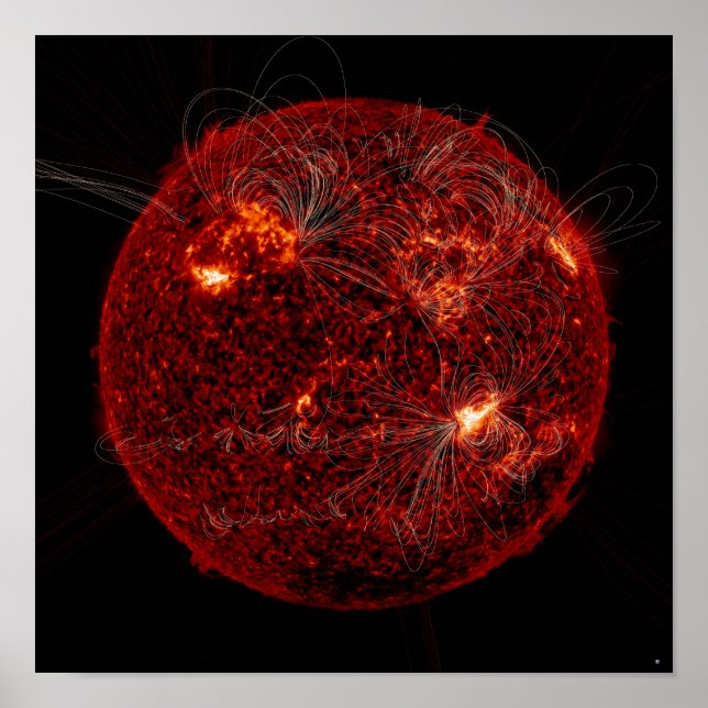 Magnetiskt fält linjer på Sol 3 Poster (Framsidan)