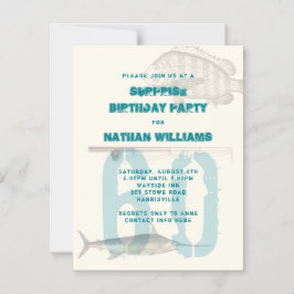 Magnetiskt fisketema - Vuxen - manliga inbjudninga Magnetisk Inbjudningskort