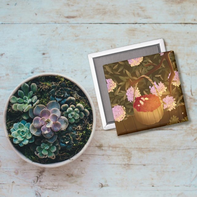 Magnetiskt foto av Basket i Golden Hour Raspberry Magnet (Skapare uppladdad)