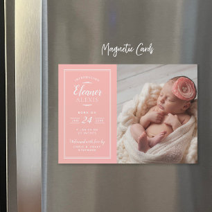 Magnetiskt foto-födelsemeddelande från Coral Flick Magnetisk Inbjudningskort