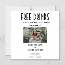 Magnetiskt foto "Free Drinks" Sparar datumen