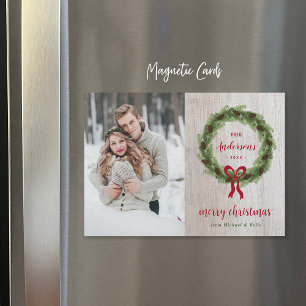 Magnetiskt fotokort för God jul av andedräkt i grä