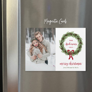 Magnetiskt fotokort för God jul av andedräkt i grä