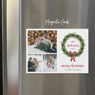 Magnetiskt fotokort för God jul av andedräkt i grä