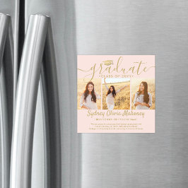 Magnetiskt  fotomeddelande om Guld Studenten Magnetisk Inbjudningskort