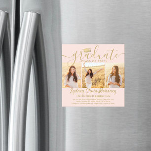 Magnetiskt fotomeddelande om Guld Studenten Magnetisk Inbjudningskort