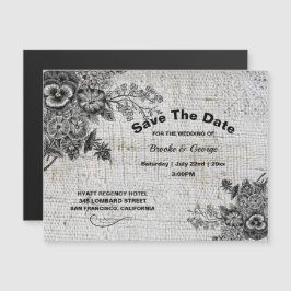 Magnetiskt Grått/svarta konstblommor sparar datume