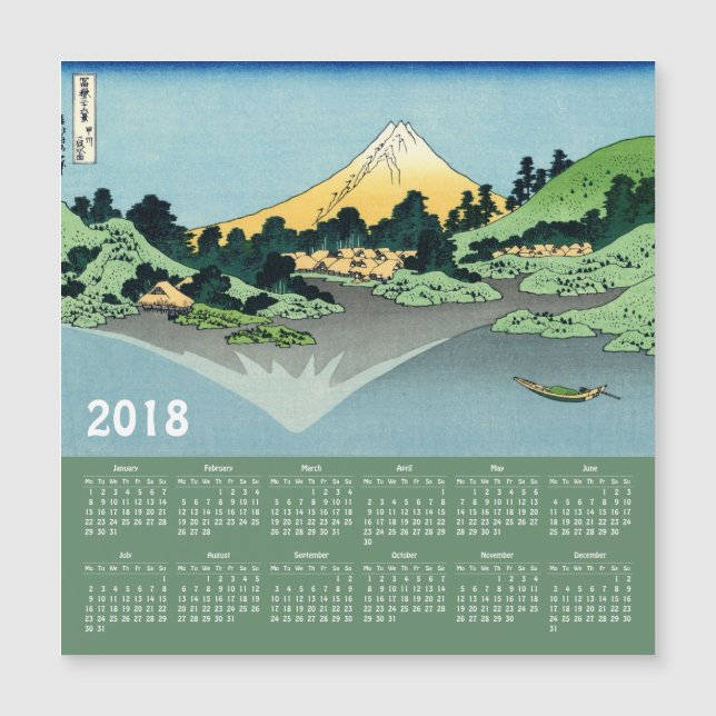 Magnetiskt kort 2018 för Hokusai kalender (Framsida)