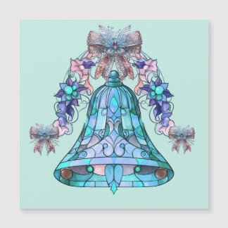 Magnetiskt kort för blå bell-jul