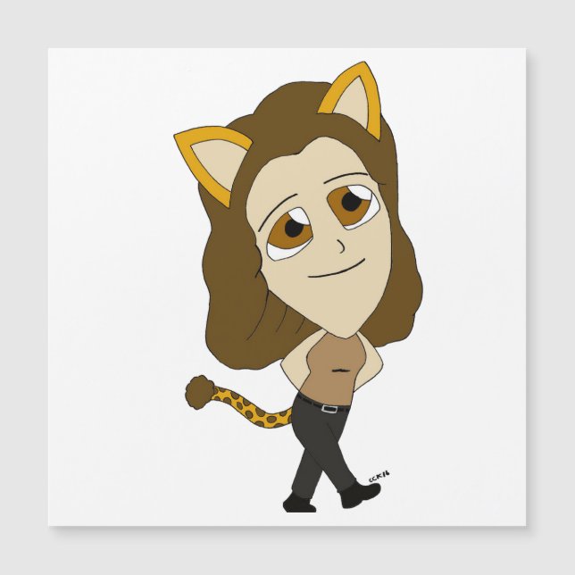 Magnetiskt kort för chibi catgirl (Framsida)