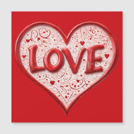 Magnetiskt kort för kärlek Heart Red-kylskåp