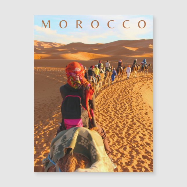 Magnetiskt kort för Marocko Desert Sahara Camel Re (Framsida)