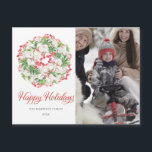 Magnetiskt kort för PHOTO Winter Winterand Helgdag<br><div class="desc">Ditt familjefoto finns på högerna. En klassisk arrangemang av holly och bär är till lämnat. Julhälsningar är nedan. Ditt namn och året därpå.</div>