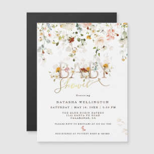 Magnetiskt kort för Watercolor WildblomBaby Shower