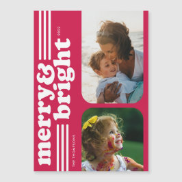 Magnetiskt merry- och Bright Retro-fotokort för Ma