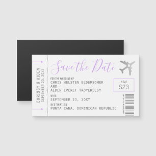 Magnetiskt Mini Boarding Pass Save Date Lilac