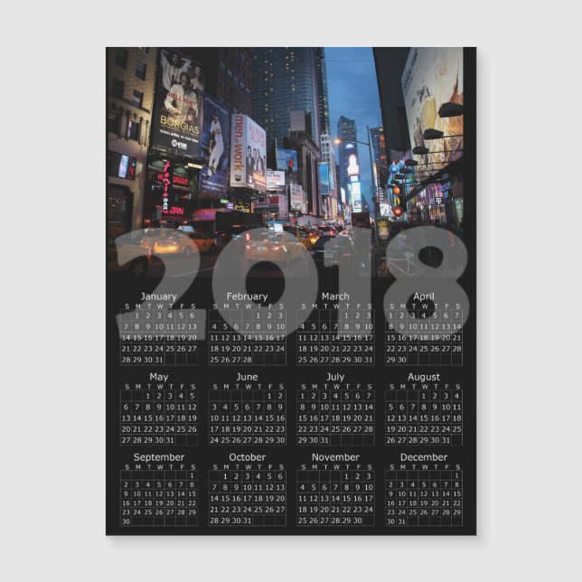 Magnetiskt New York City för 2018 kalender kort (Framsida)