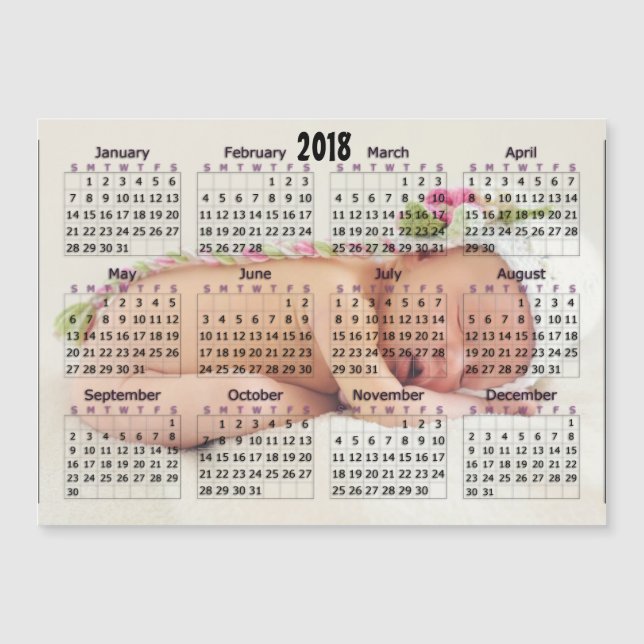 Magnetiskt personligfoto för 2018 kalender (Framsida)