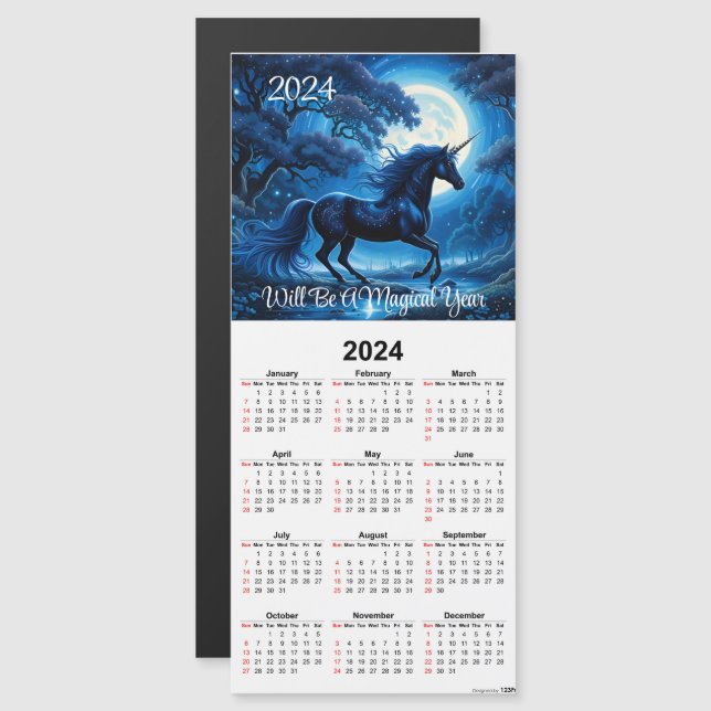 Magnetkalender för Magnetic Black Unicorn (Fram/baksida)
