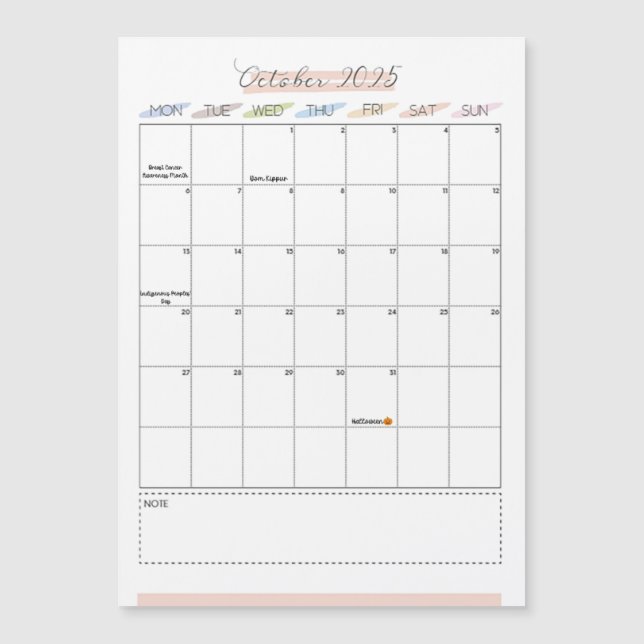 Magnetkalender oktober 2025 (Framsida)