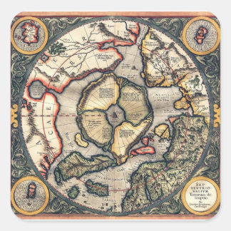 Magnetklistermärken med plan jord karta fyrkantigt klistermärke