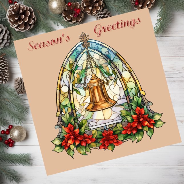 Magnetkort av rostat glas (Stained glass Christmas bell card.)