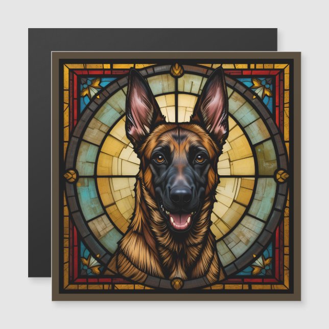 Magnetkort för belgiska Malinois (Fram/baksida)