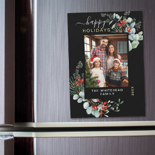 Magnetkort för botaniskt svart Helgdag med vattenf