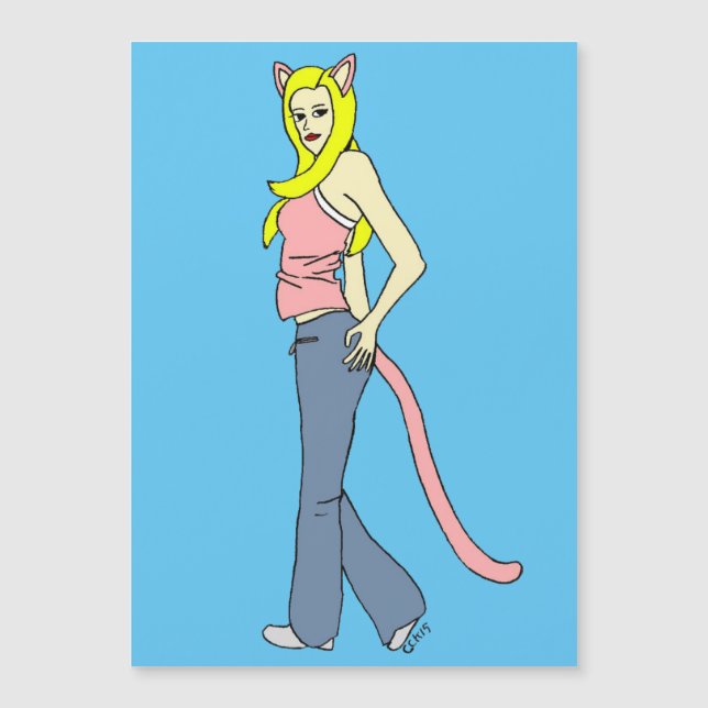 Magnetkort för catgirl (Framsida)