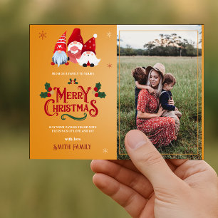 Magnetkort för Cute Gnome-familjen - foto till jul