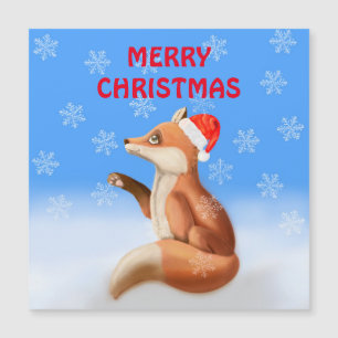 Magnetkort för Cute Red Fox jul - Helgdag