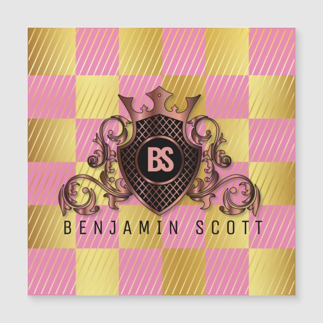 Magnetkort för elegant Brass Monogram (Framsida)