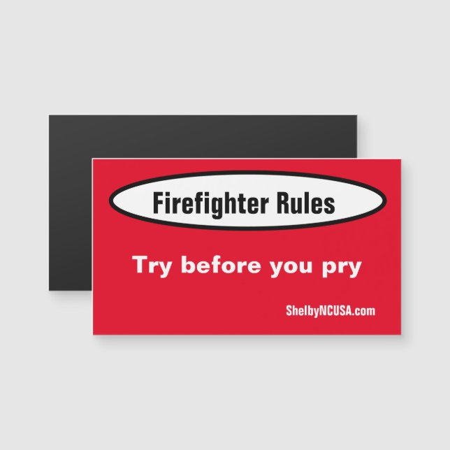 Magnetkort för Firefighter Regler (Fram/baksida)