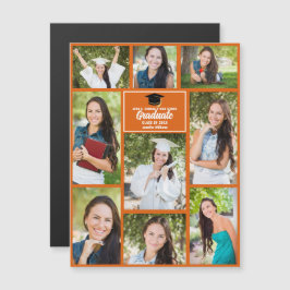 Magnetkort för fotokollage i orange Studenten