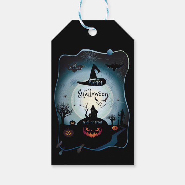 Magnetkort för halloween fest (Beat eller Trick) Presentetikett (Framsidan)