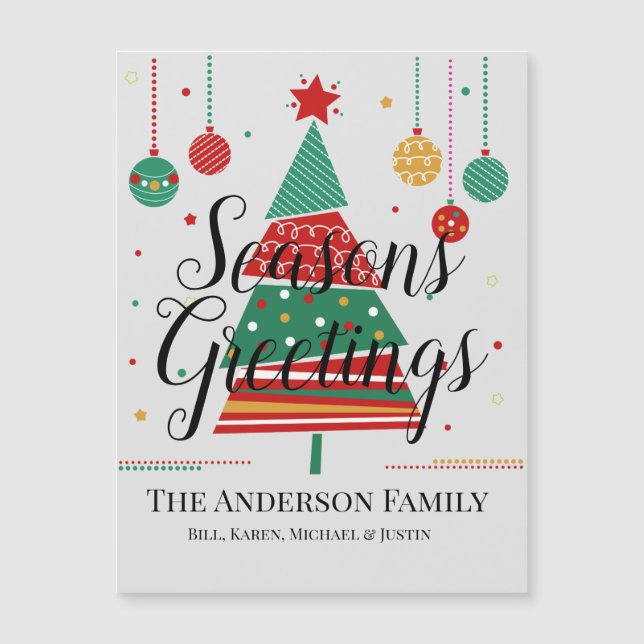 Magnetkort för Retro Julgran Anpassade (Framsida)