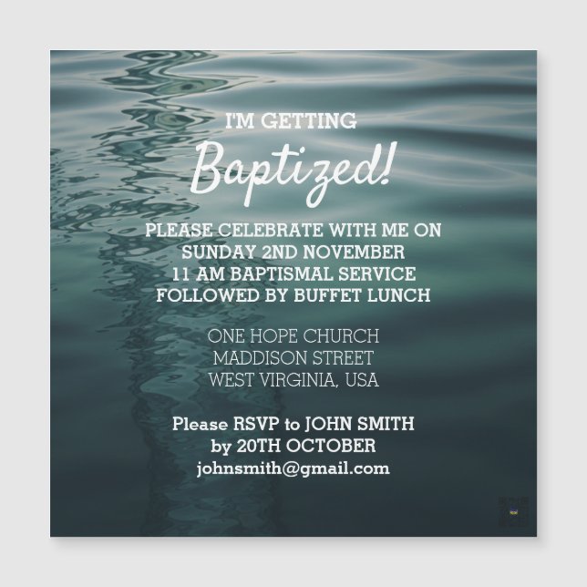 Magnetkort för vuxen Baptism Magnetisk Inbjudningskort (Framsida)