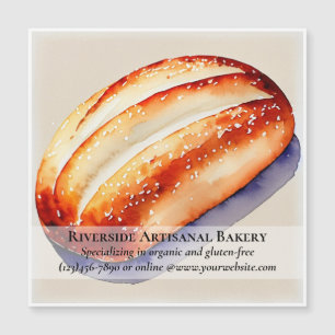 Magnetkort för Watercolor Bakery Business