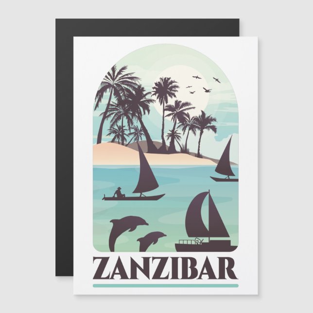 Magnetkort för Zanzibar Afrika Vintage (Fram/baksida)