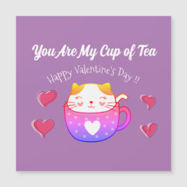 Magnetkort med en katt i en tekopp