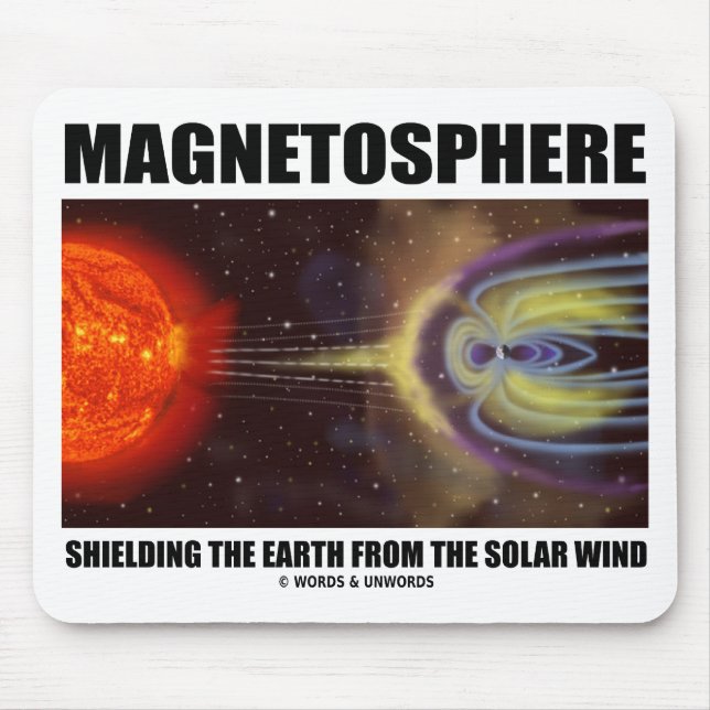 Magnetosfären skyddar jorden från solvinden musmatta (Framsidan)