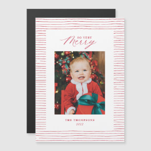Magnetrött strimlat så mycket merry Photo Card