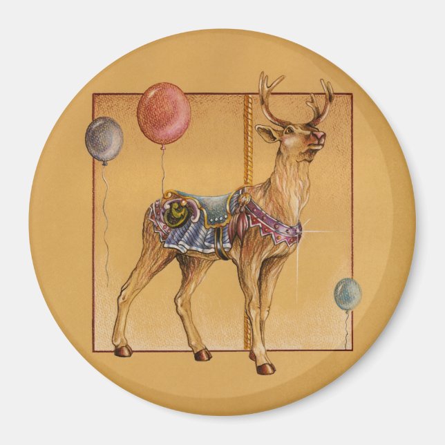 Magnets - Carousel Reindeer eller Elk Magnet (Framsidan)