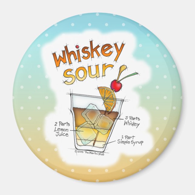 MAGNETS - WHISKEY SOUR RECIPE COCKTAIL ART MAGNET (Framsidan)
