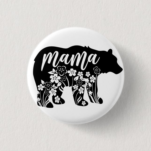 Magnettangenten mamma Bear Flowers T-Shirt Dekorat Knapp (Framsida)