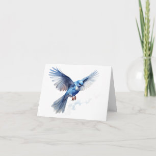 Magnificant Blue Bird Flies BLANK Kort
