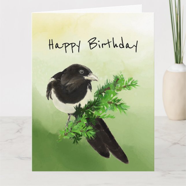 Magnificant person Magpie Bird Birthday Kort (Framsida)