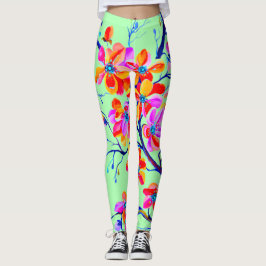 Magnificant Watercolor Sakura Cheryy Flowers Leggings