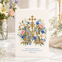 Magnificat Jungfru Maria Blå Blommig Katolsk